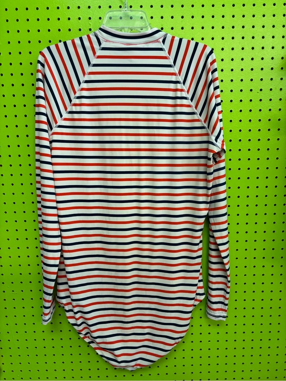 J. Crew Cream Navy and Red Striped Zip Top